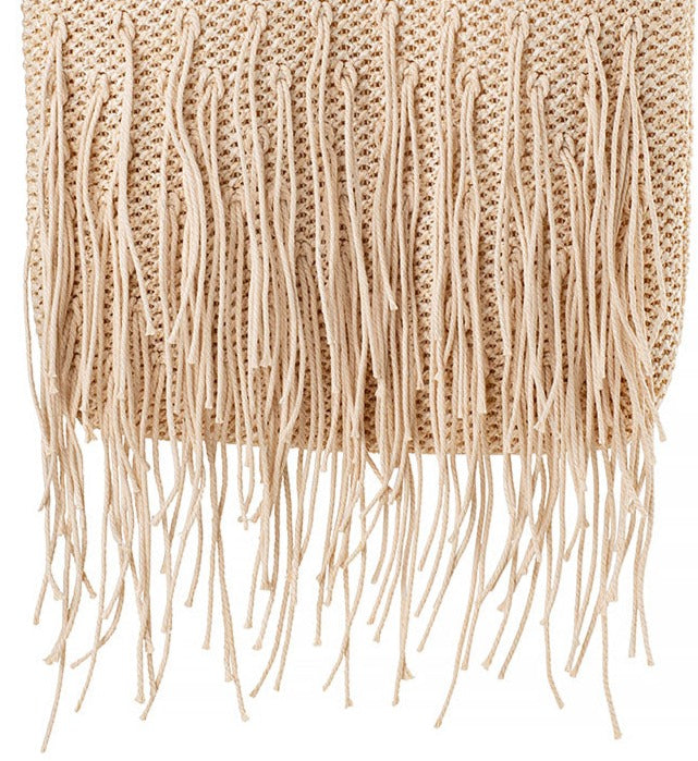 RESORT TASSEL TOTE IN BEIGE