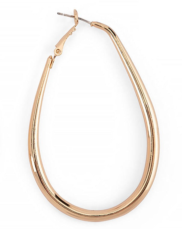 GOLD PLATED LONG OVAL DROP EARRINGS