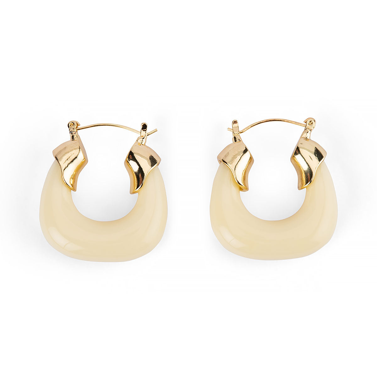 SIMPLE RESIN CREAM U EARRINGS