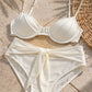 Ipanema Tie Bralette Bikini Top in cream shimmer, flat lay