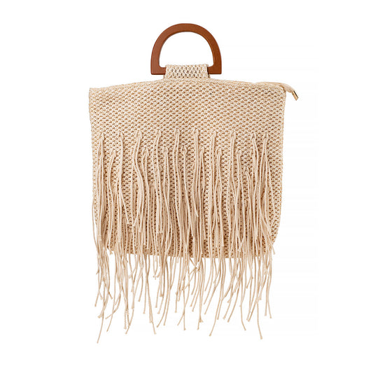 RESORT TASSEL TOTE IN BEIGE