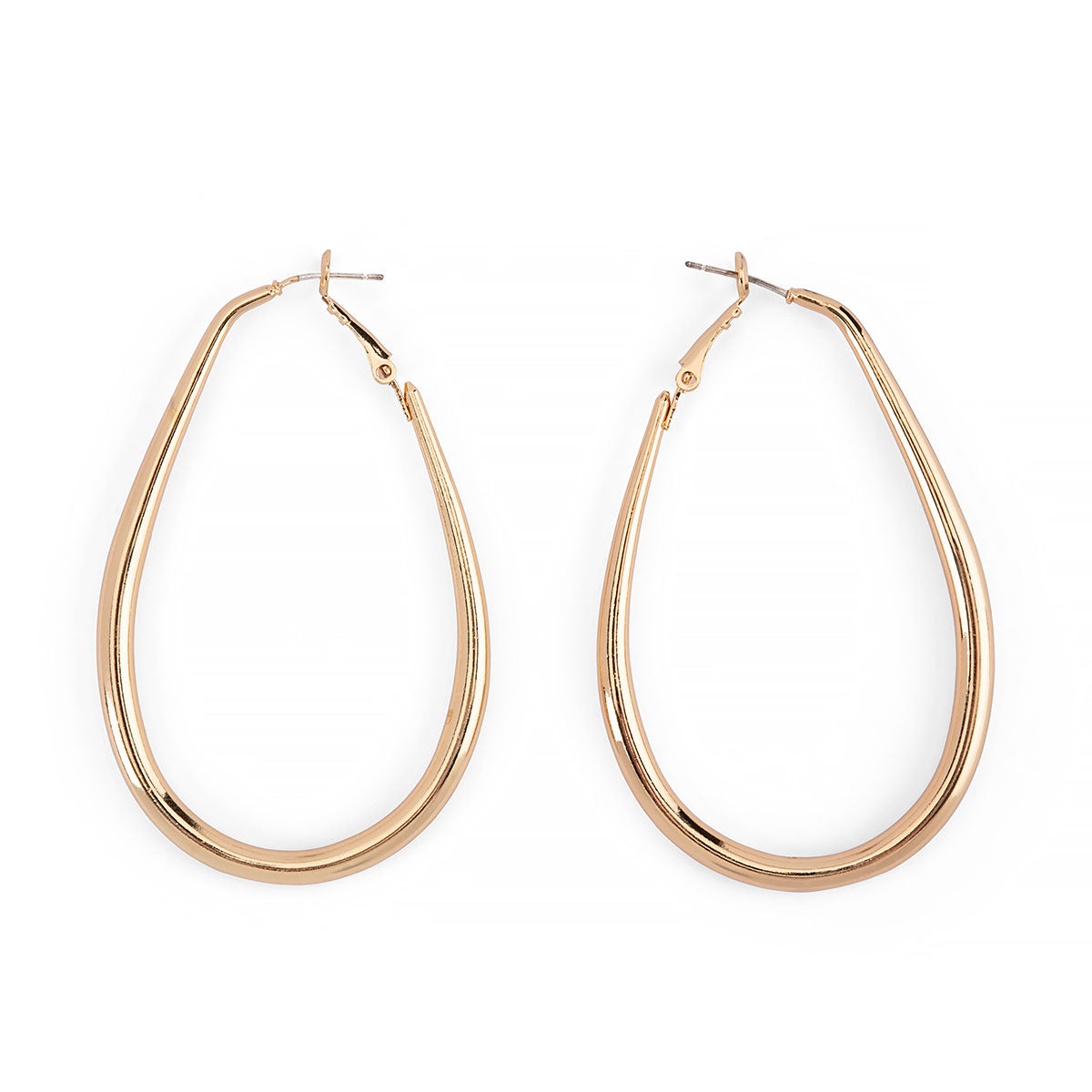 GOLD PLATED LONG OVAL DROP EARRINGS