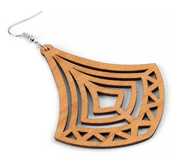 TEAR DROP WOODEN GEOMETRIC EARRINGS