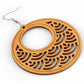 WAVES ROUND WOODEN GEOMETRIC EARRINGS