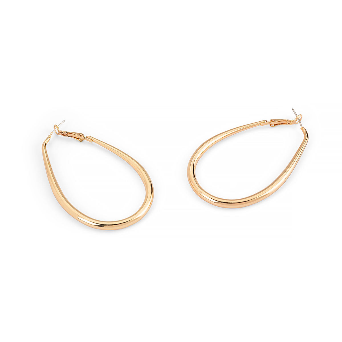 GOLD PLATED LONG OVAL DROP EARRINGS